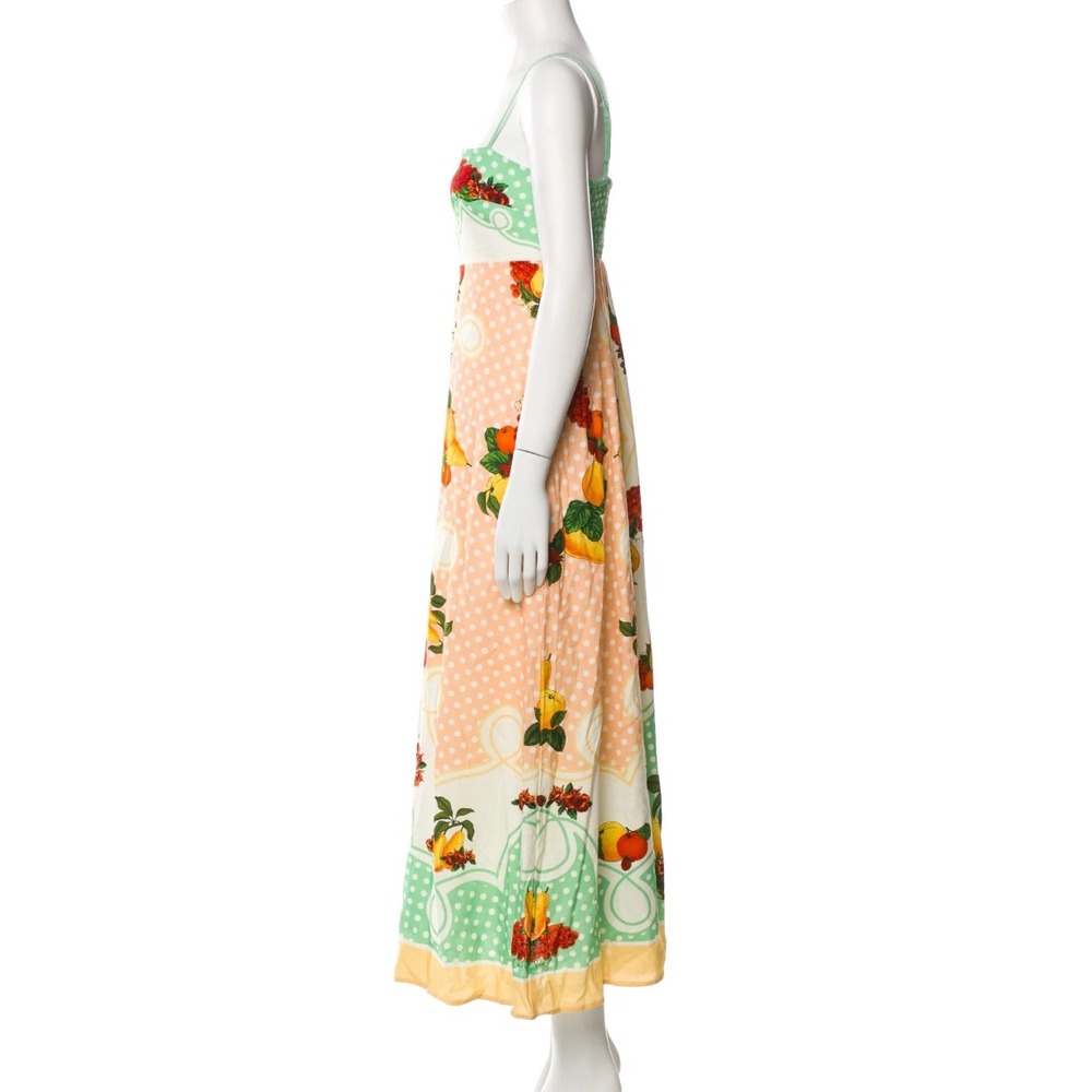 Caroline Constas Fruit Print Smocked Linen-Blend Sundress Size S - Picture 4 of 7